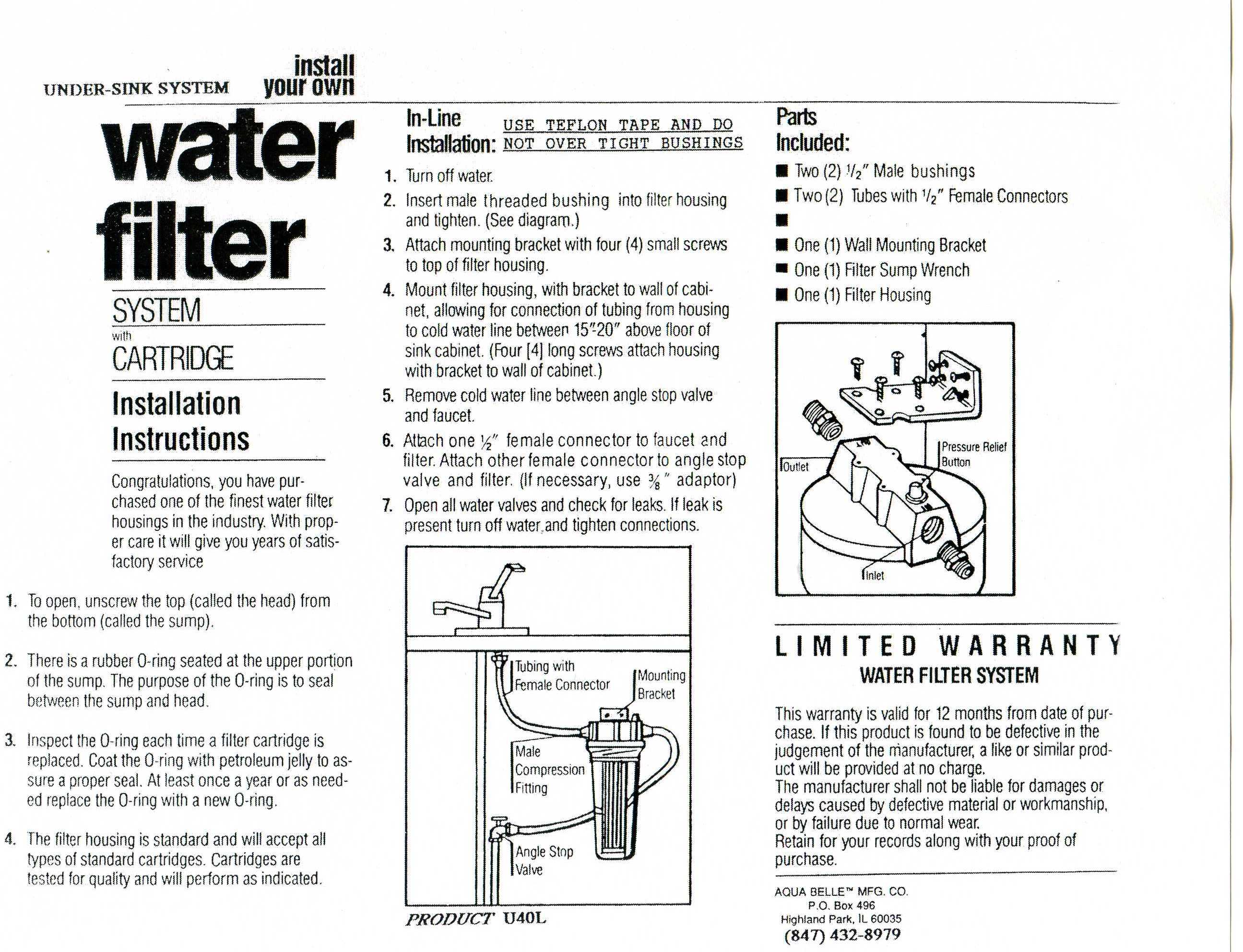 Undersink Water Filter U40l
